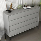 Commode minimaliste grise à 8 tiroirs en bois massif