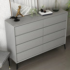 Commode minimaliste grise à 8 tiroirs en bois massif