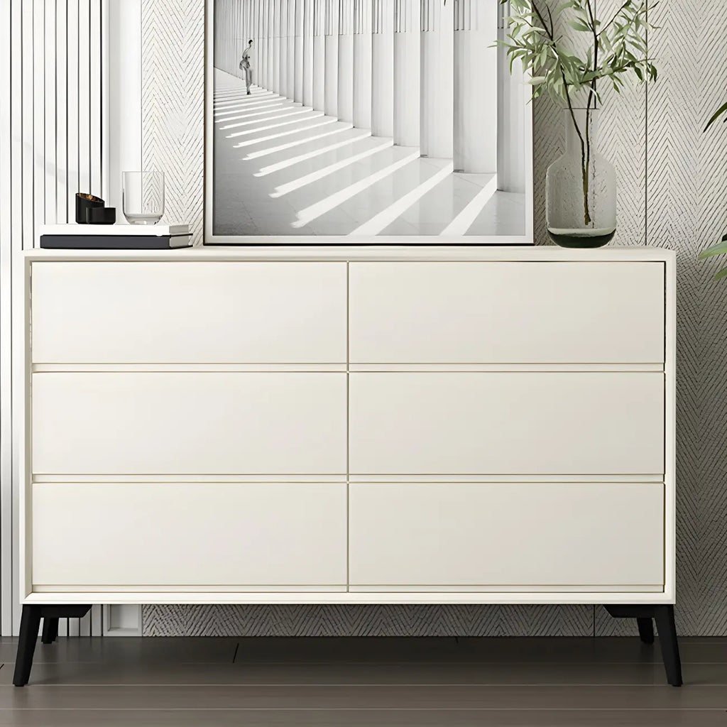 Commode minimaliste grise à 8 tiroirs en bois massif