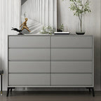 Commode minimaliste grise à 8 tiroirs en bois massif