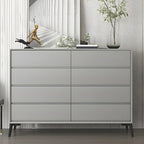 Commode minimaliste grise à 8 tiroirs en bois massif