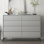 Commode minimaliste grise à 8 tiroirs en bois massif