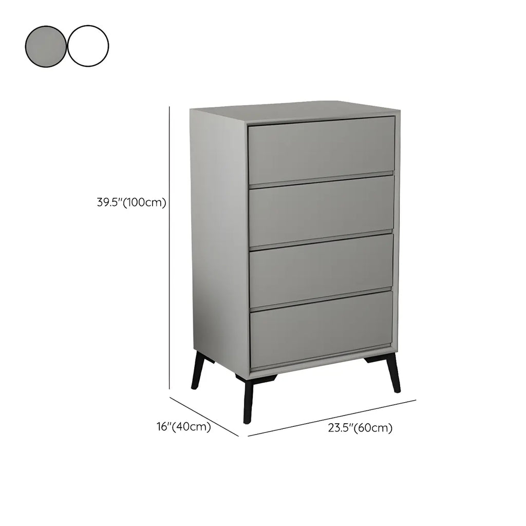 Commode minimaliste grise à 8 tiroirs en bois massif