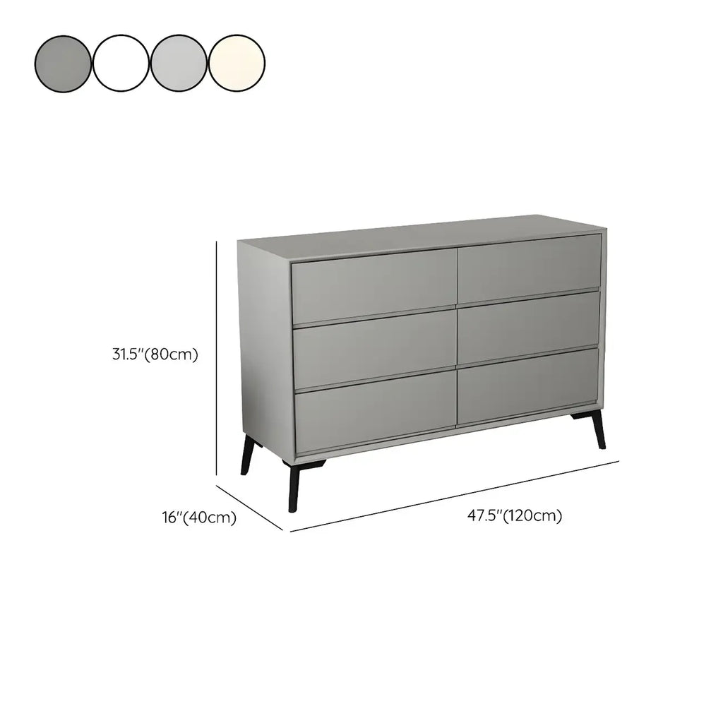 Commode minimaliste grise à 8 tiroirs en bois massif