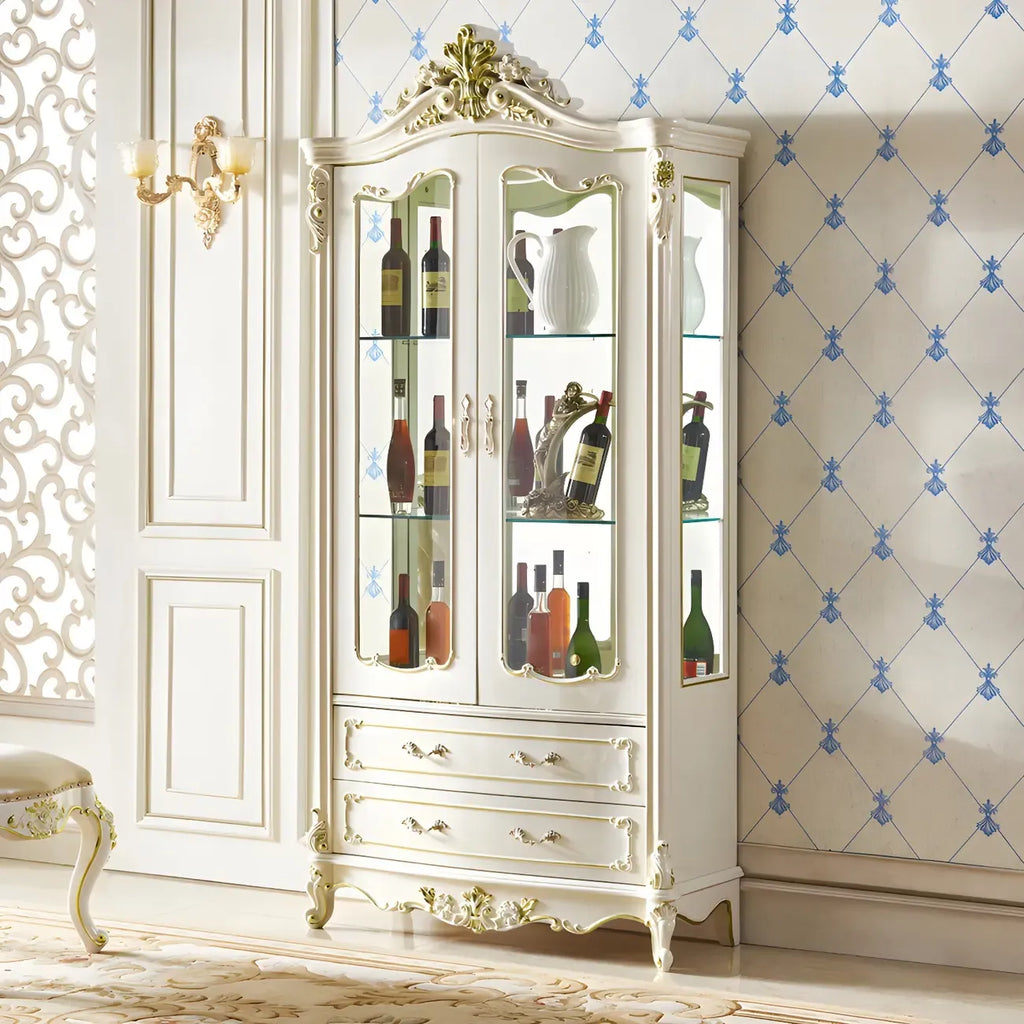 grand casier à vin traditionnel en bois massif blanc