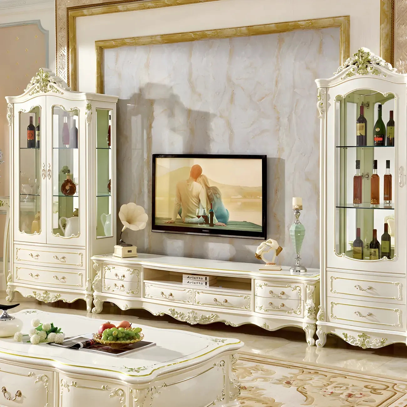 grand casier à vin traditionnel en bois massif blanc