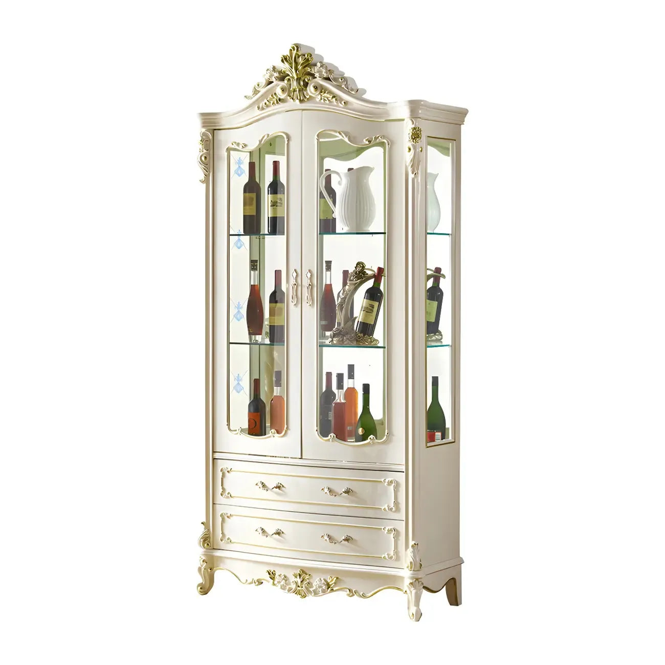 grand casier à vin traditionnel en bois massif blanc