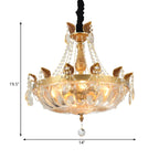 Luxueux lustre en laiton et cristal avec bol en forme de haricot