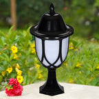 Lampadaires d'extérieur rétro en métal et verre noir