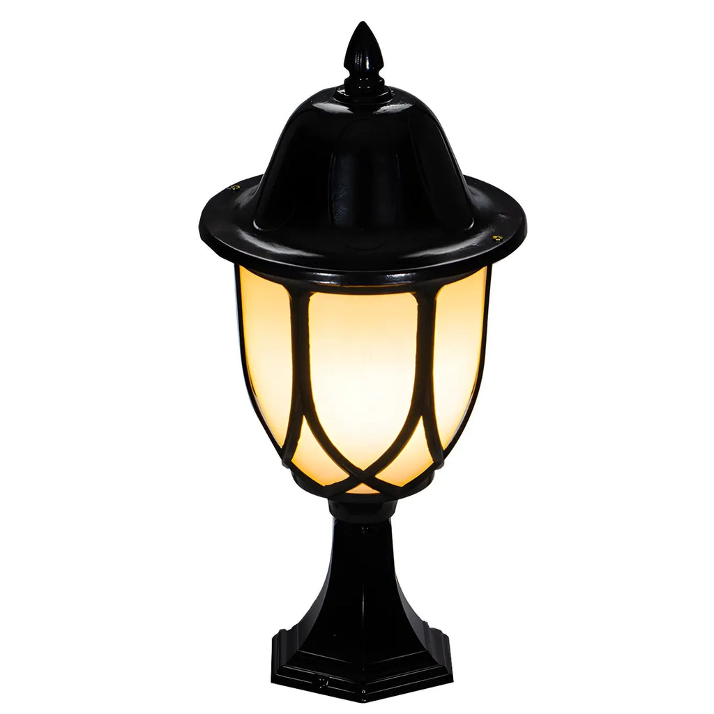 Lampadaires d'extérieur rétro en métal et verre noir