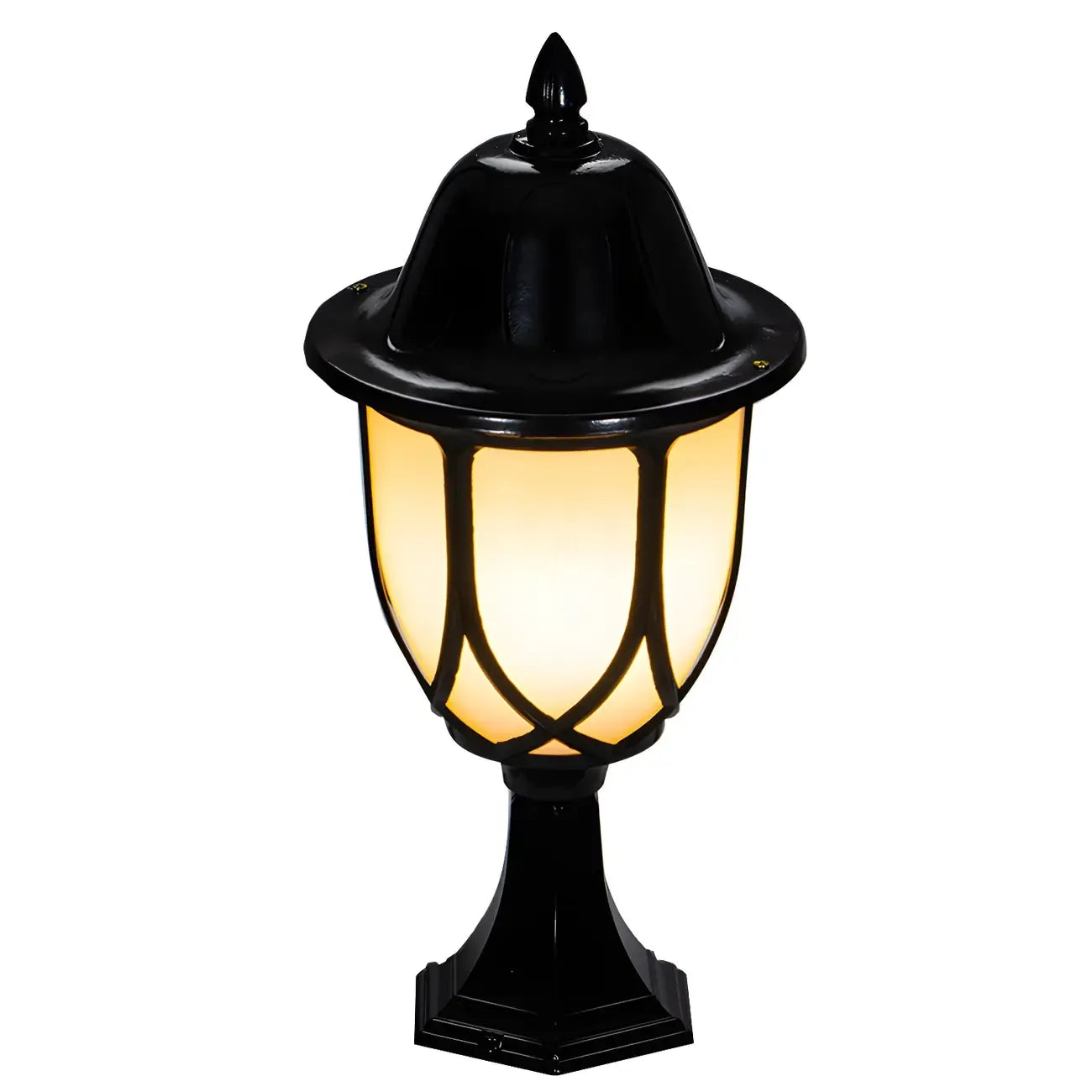 Lampadaires d'extérieur rétro en métal et verre noir