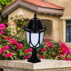 Lampadaires d'extérieur rétro en métal et verre noir