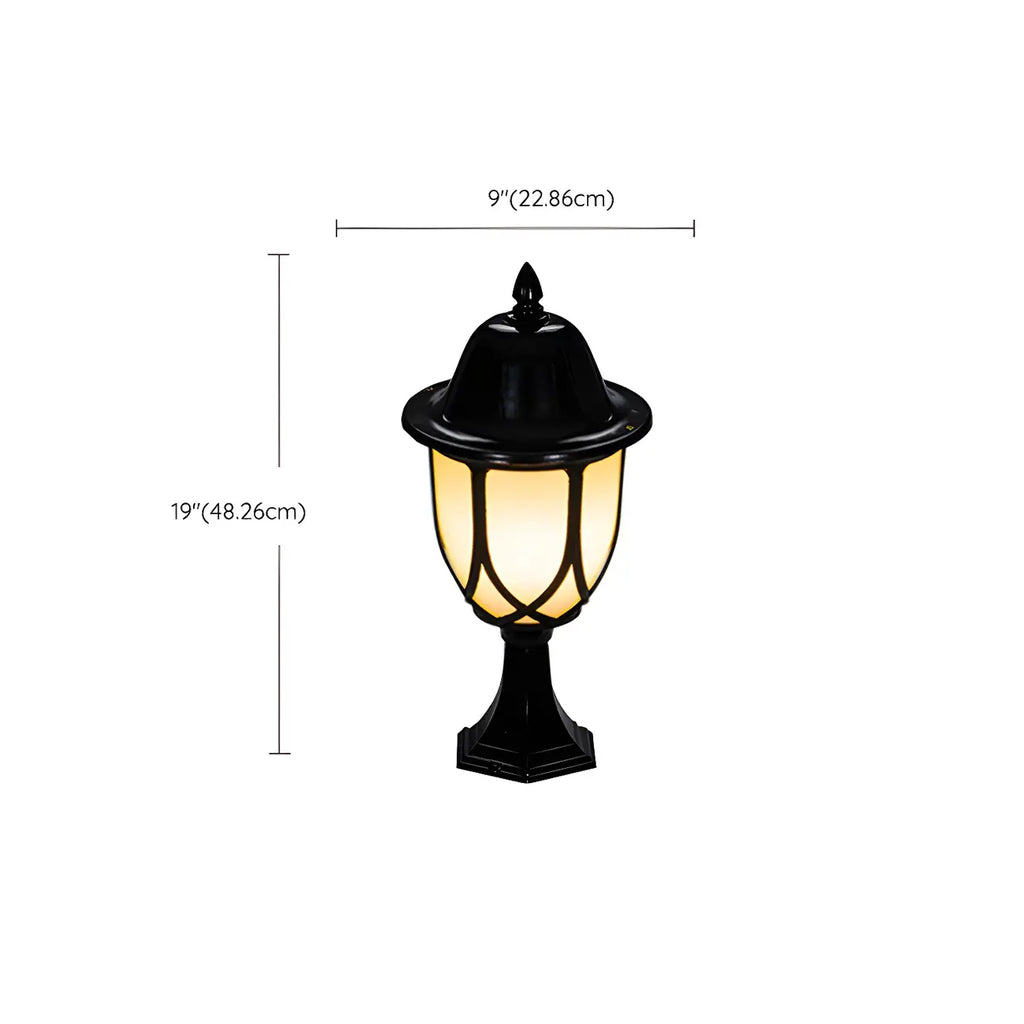 Lampadaires d'extérieur rétro en métal et verre noir