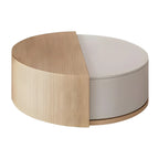 Table basse ronde moderne en bois naturel avec rangement
