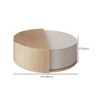Table basse ronde moderne en bois naturel avec rangement