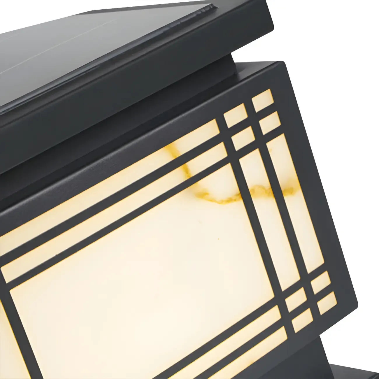 Lampes solaires rectangulaires noires en métal pour poteaux d'extérieur