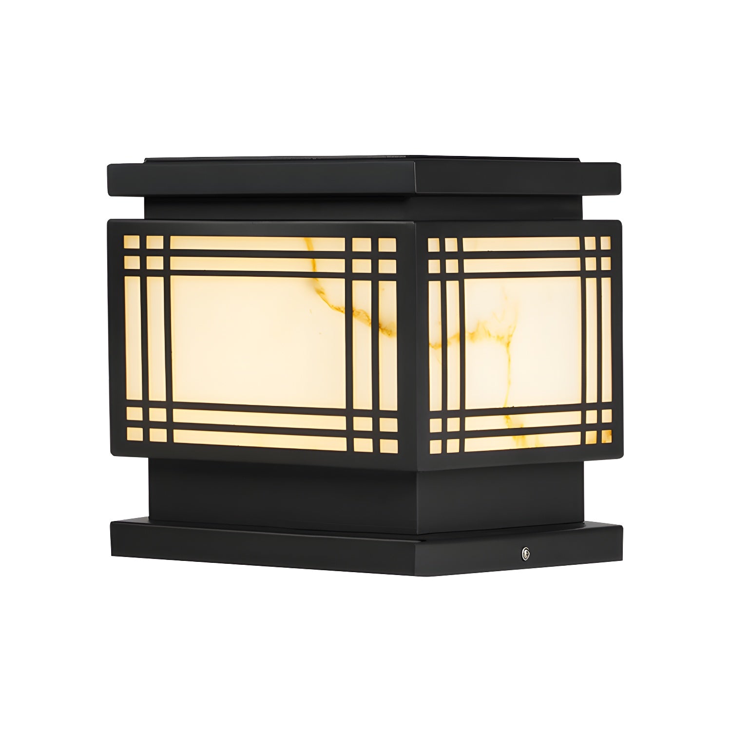 Lampes solaires rectangulaires noires en métal pour poteaux d'extérieur