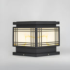 Lampes solaires rectangulaires noires en métal pour poteaux d'extérieur