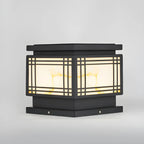 Lampes solaires rectangulaires noires en métal pour poteaux d'extérieur