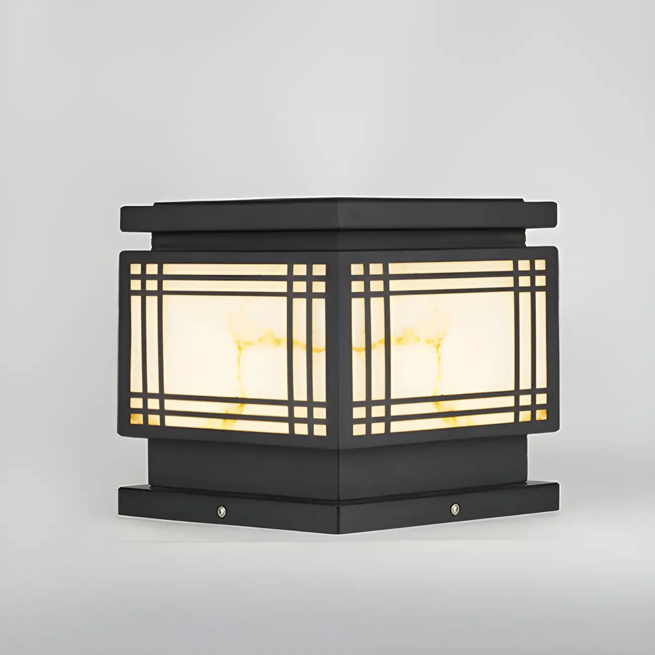 Lampes solaires rectangulaires noires en métal pour poteaux d'extérieur