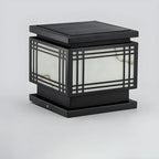 Lampes solaires rectangulaires noires en métal pour poteaux d'extérieur