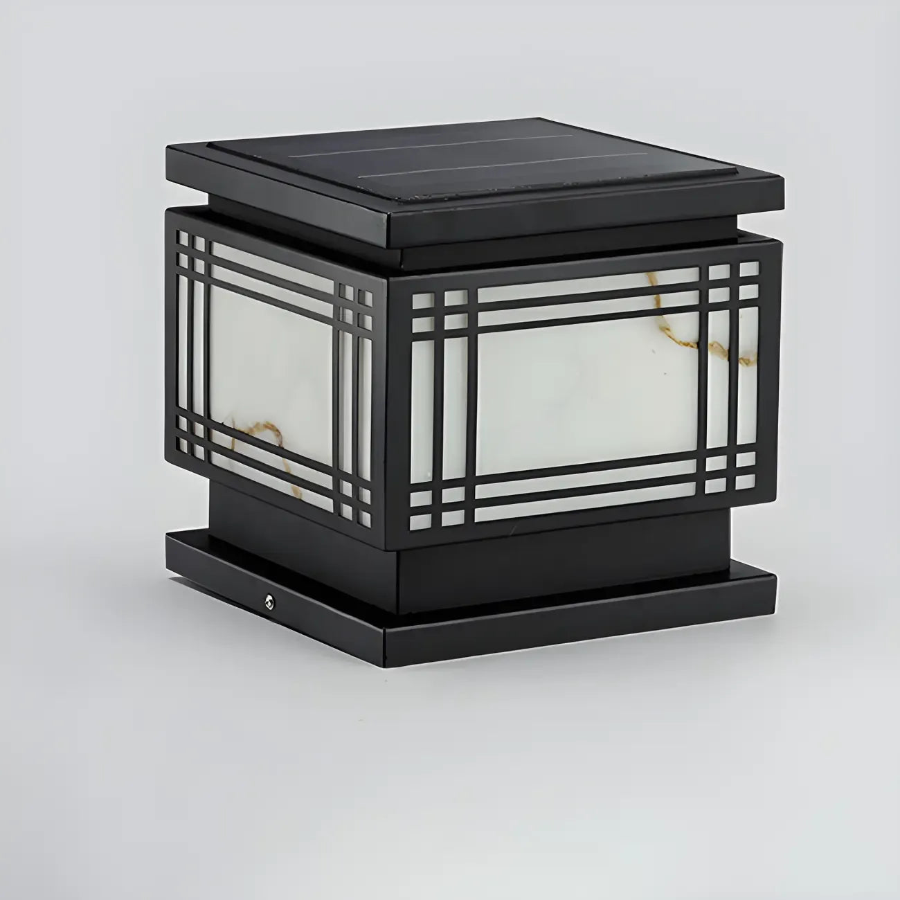 Lampes solaires rectangulaires noires en métal pour poteaux d'extérieur