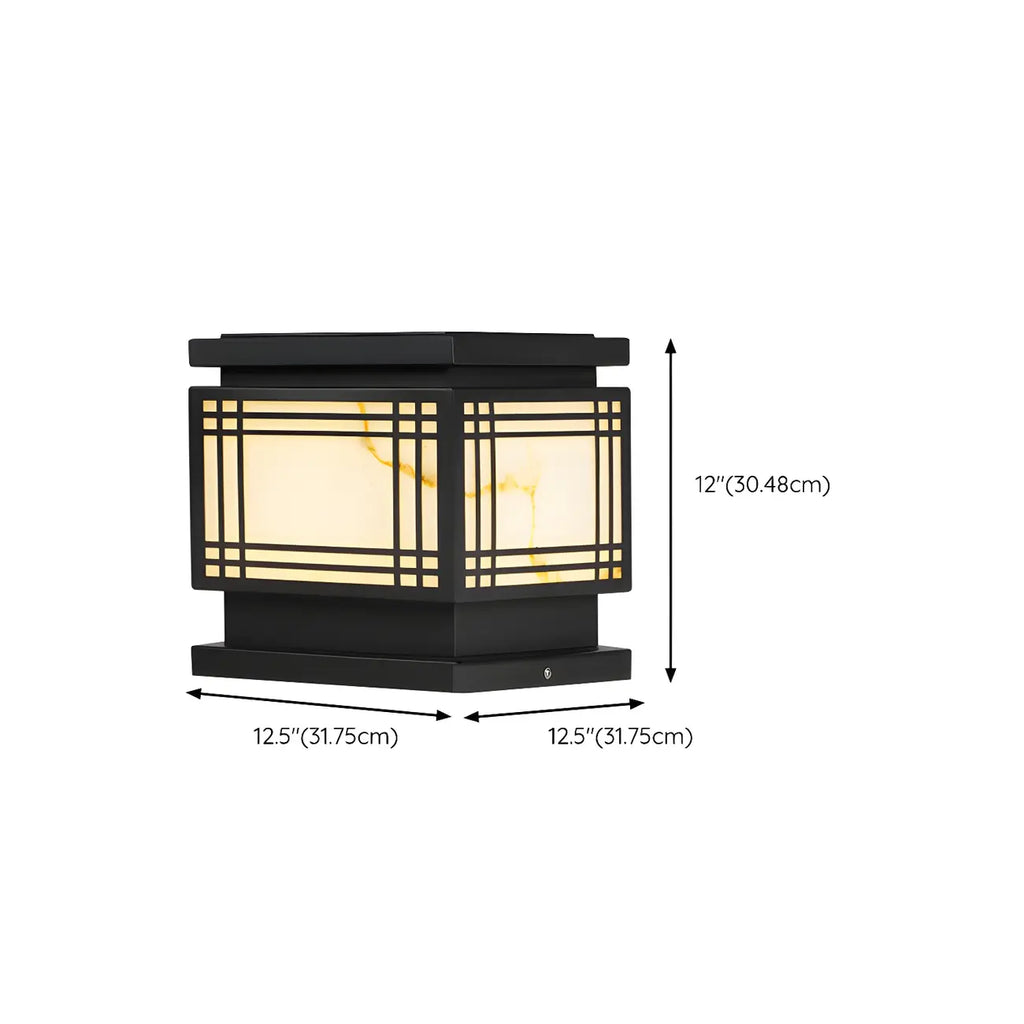 Lampes solaires rectangulaires noires en métal pour poteaux d'extérieur