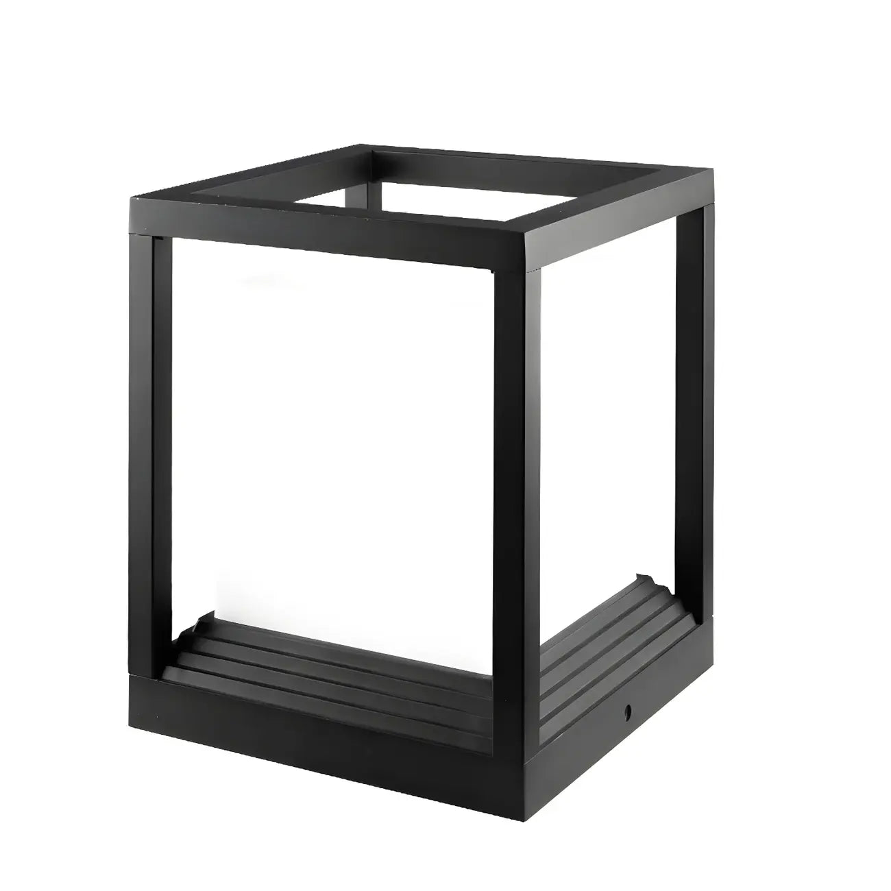 Support de poteau lumineux ouvert en métal noir avec abat-jour blanc