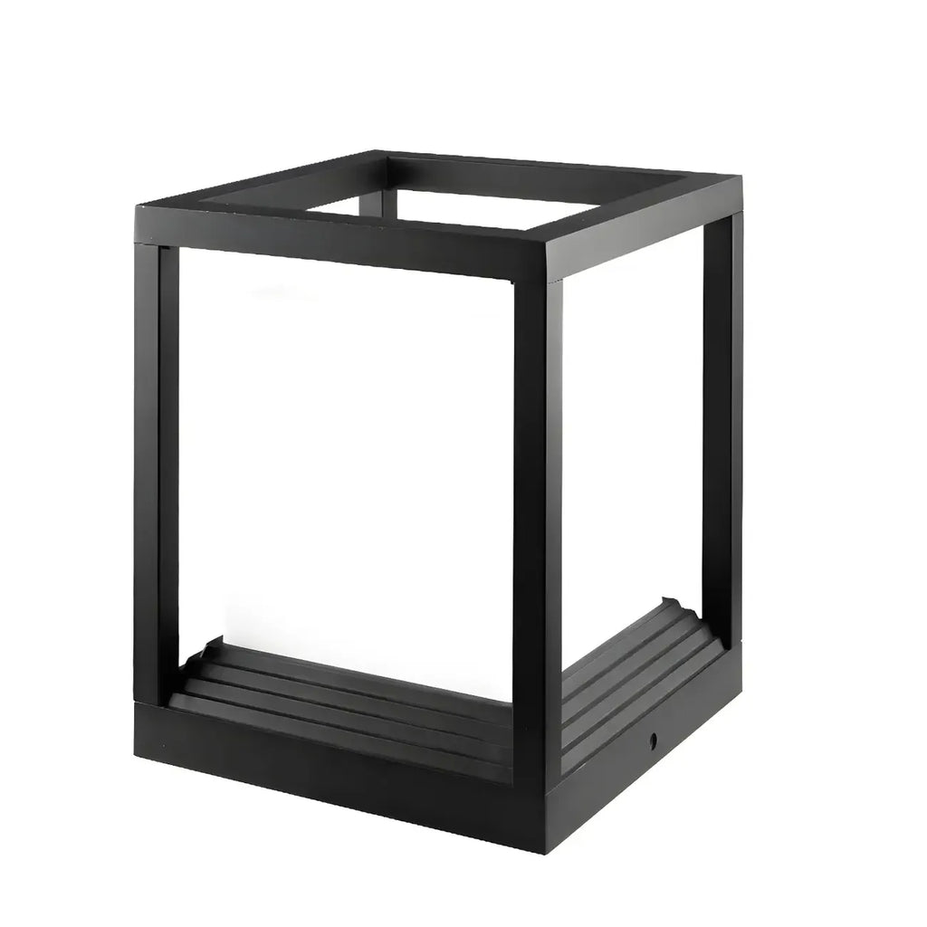 Support de poteau lumineux ouvert en métal noir avec abat-jour blanc