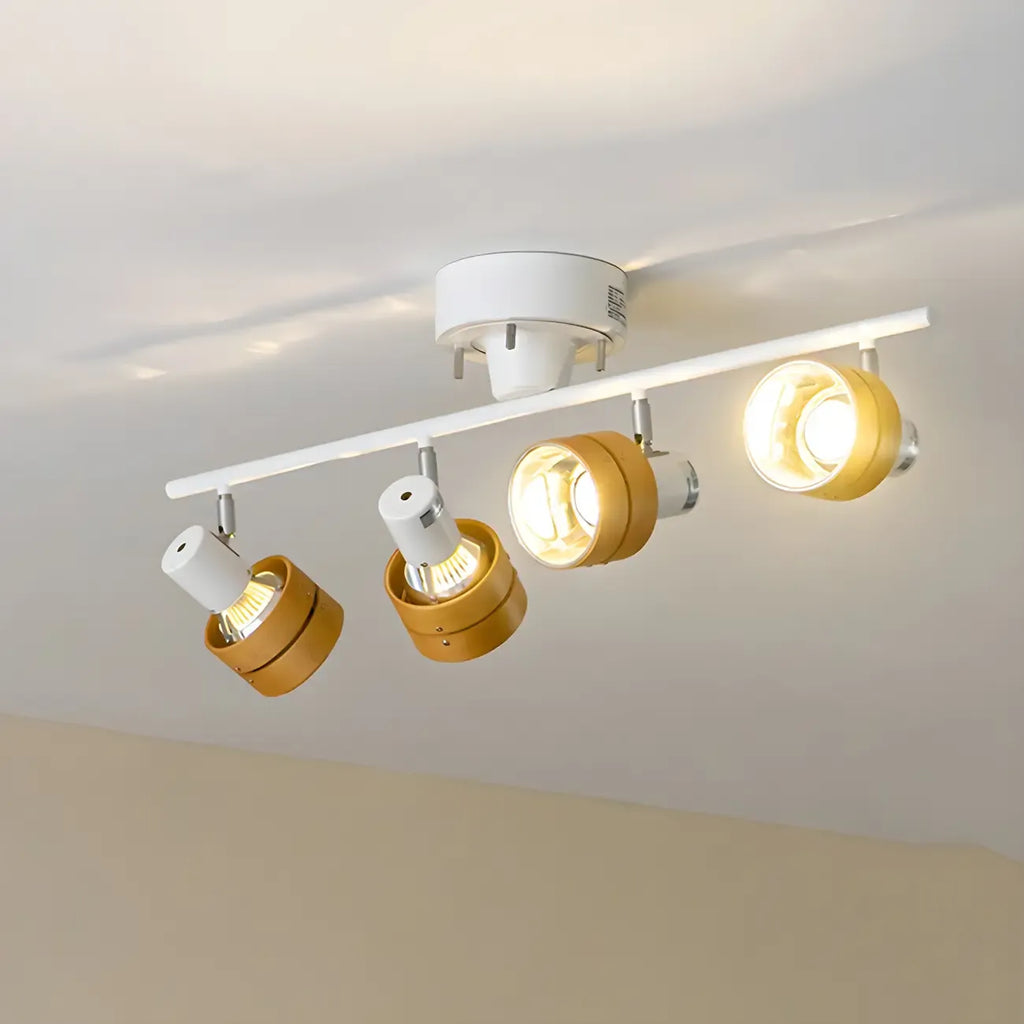 Projecteur sur rail LED moderne à 4 lampes, à intensité variable et tête orientable