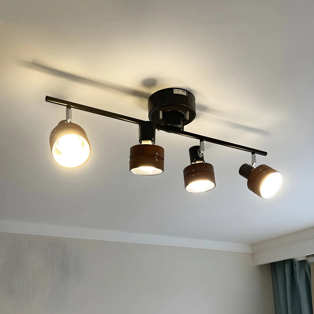 Projecteur sur rail LED moderne à 4 lampes, à intensité variable et tête orientable