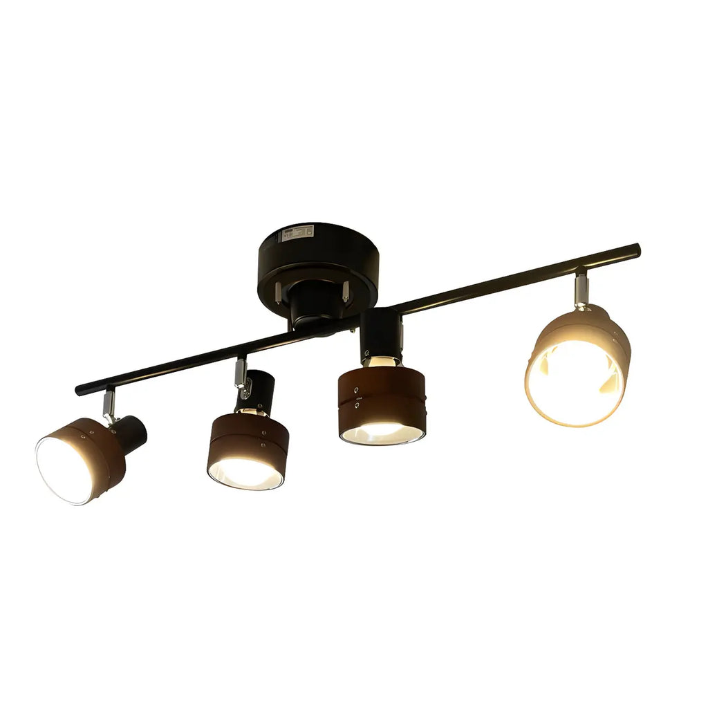 Projecteur sur rail LED moderne à 4 lampes, à intensité variable et tête orientable