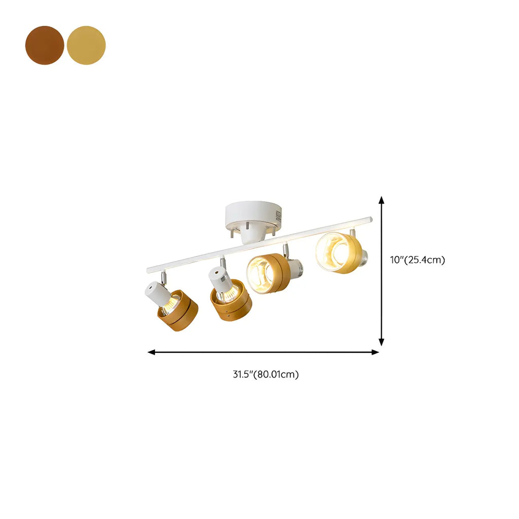 Projecteur sur rail LED moderne à 4 lampes, à intensité variable et tête orientable