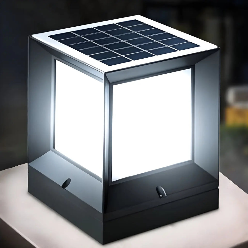 Lampes solaires LED tricolores noires pour poteaux d'extérieur