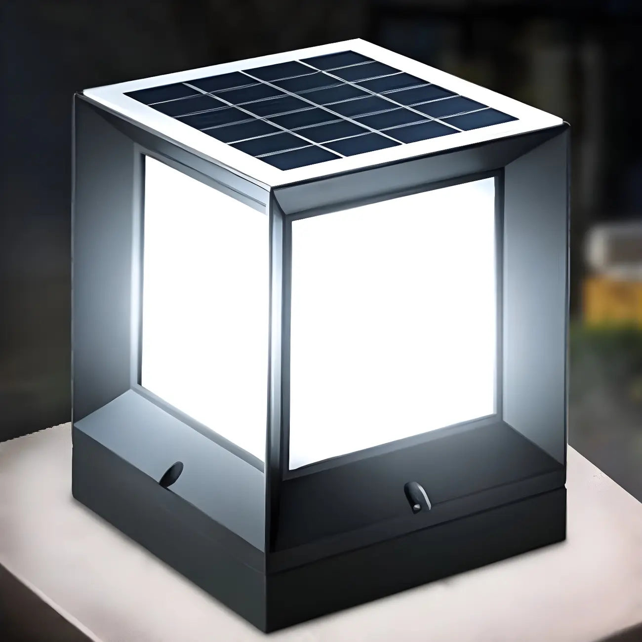 Lampes solaires LED tricolores noires pour poteaux d'extérieur