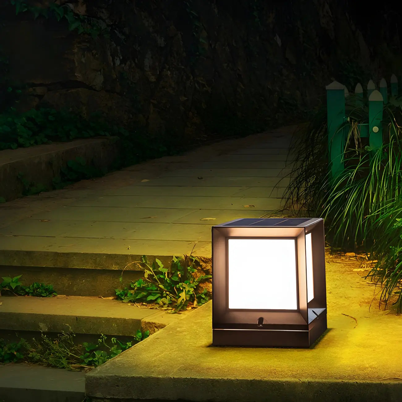 Lampes solaires LED tricolores noires pour poteaux d'extérieur