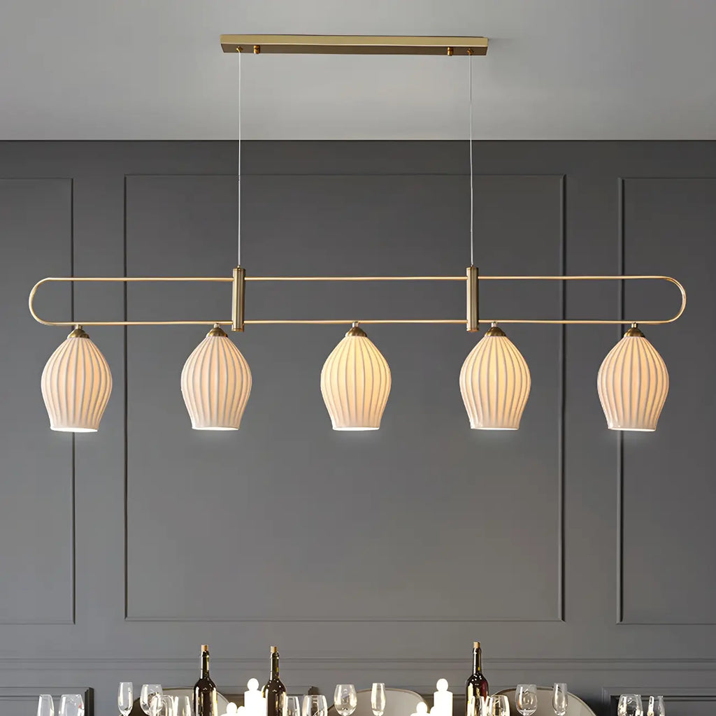 Suspension îlot moderne et simple en céramique à plusieurs lumières