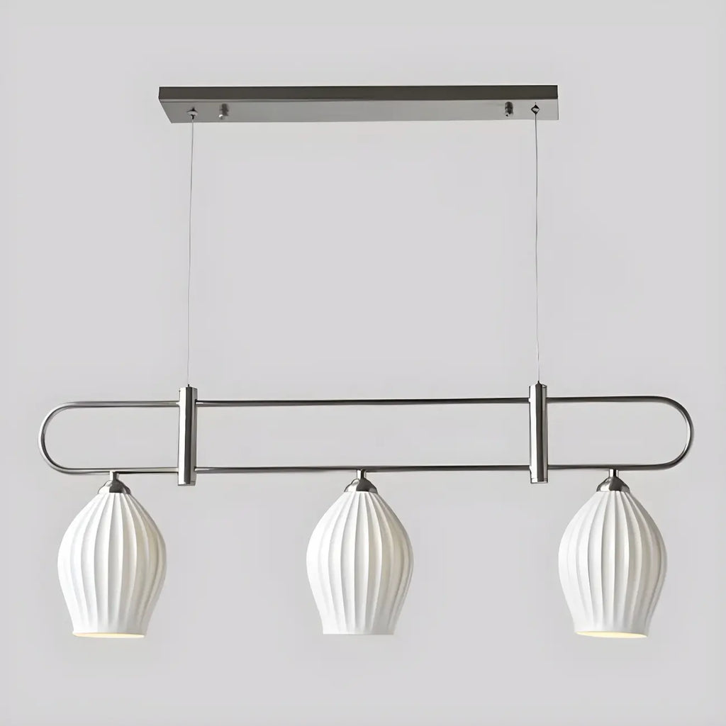 Suspension îlot moderne et simple en céramique à plusieurs lumières
