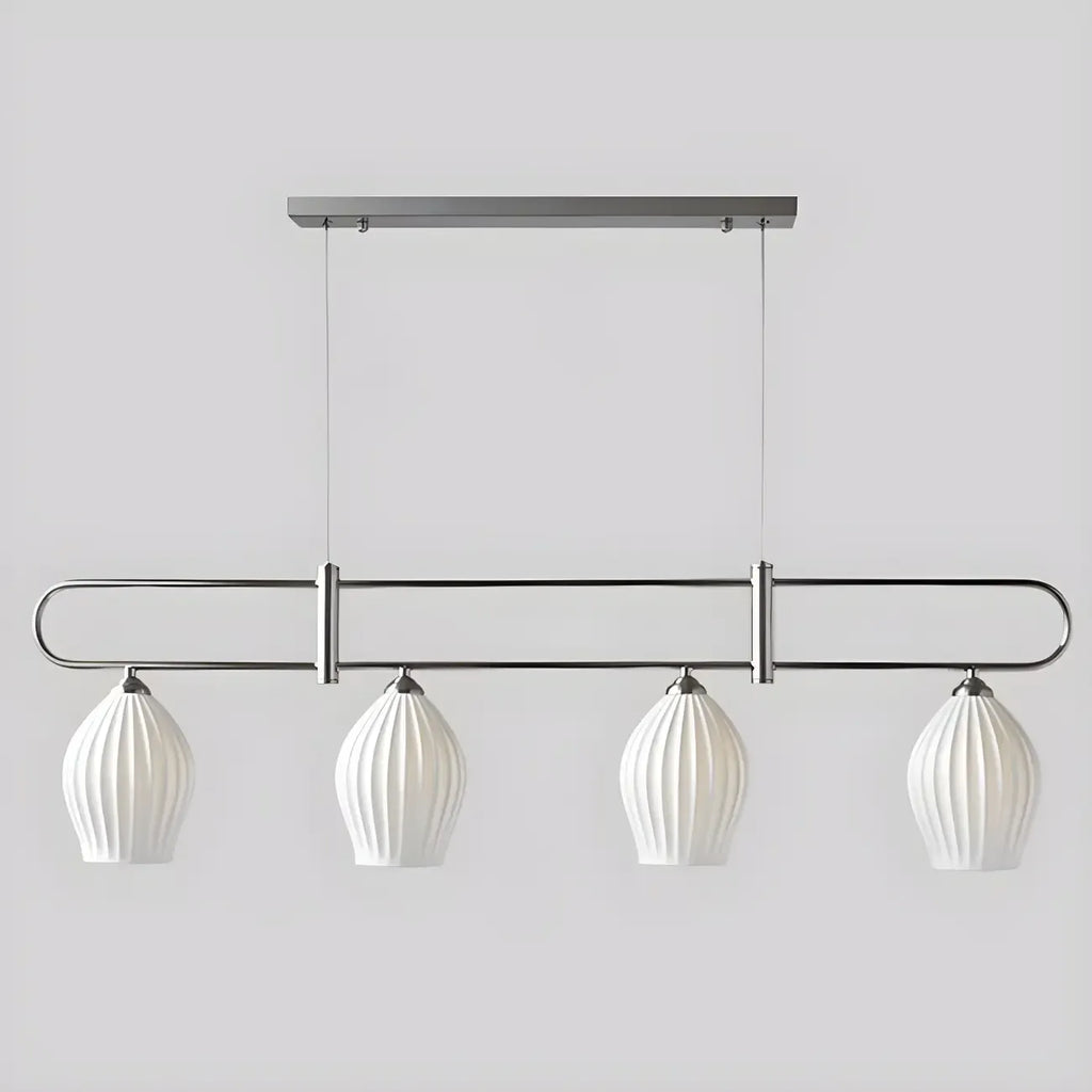 Suspension îlot moderne et simple en céramique à plusieurs lumières