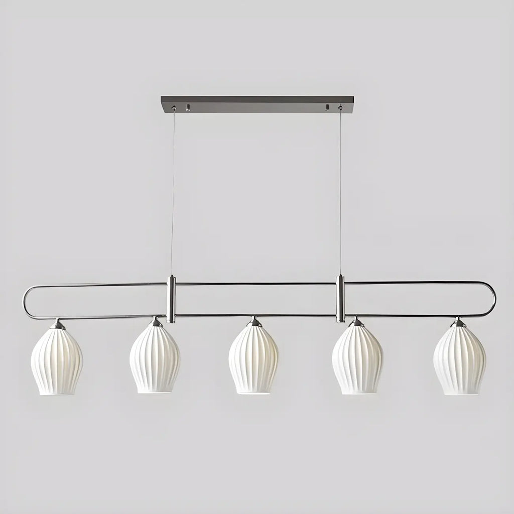 Suspension îlot moderne et simple en céramique à plusieurs lumières