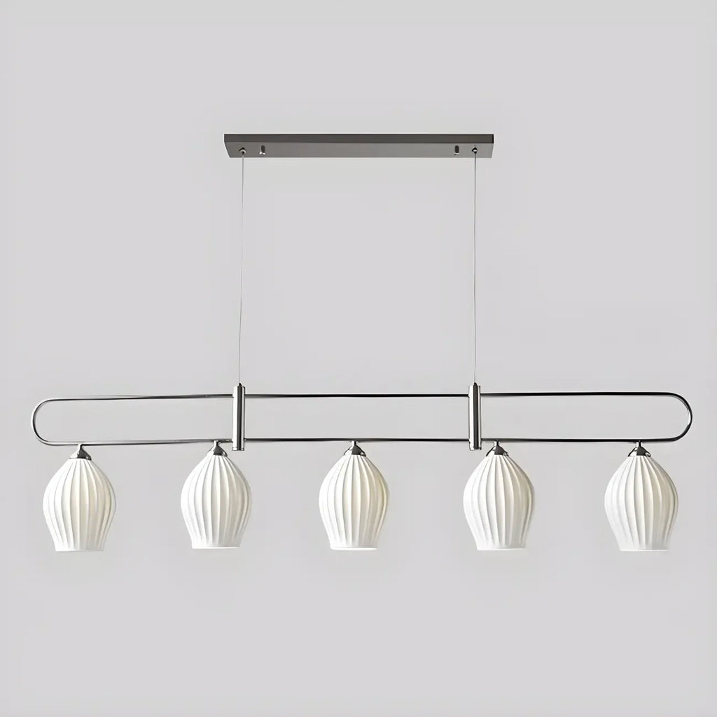 Suspension îlot moderne et simple en céramique à plusieurs lumières