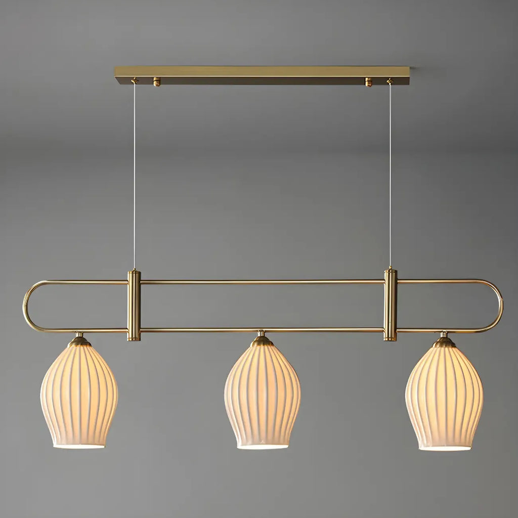 Suspension îlot moderne et simple en céramique à plusieurs lumières