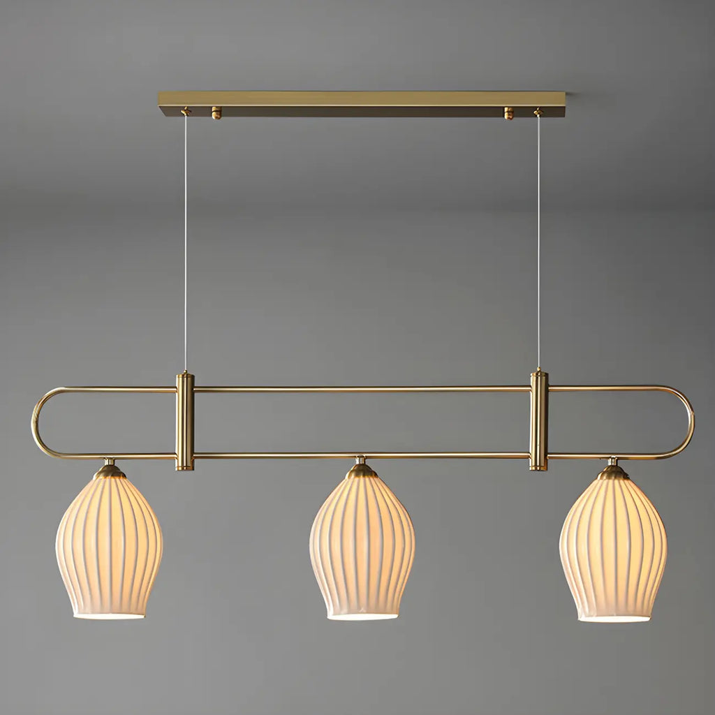 Suspension îlot moderne et simple en céramique à plusieurs lumières
