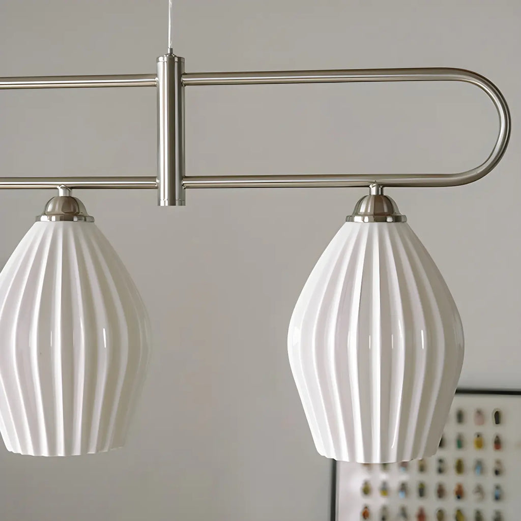 Suspension îlot moderne et simple en céramique à plusieurs lumières