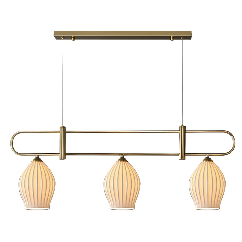 Suspension îlot moderne et simple en céramique à plusieurs lumières