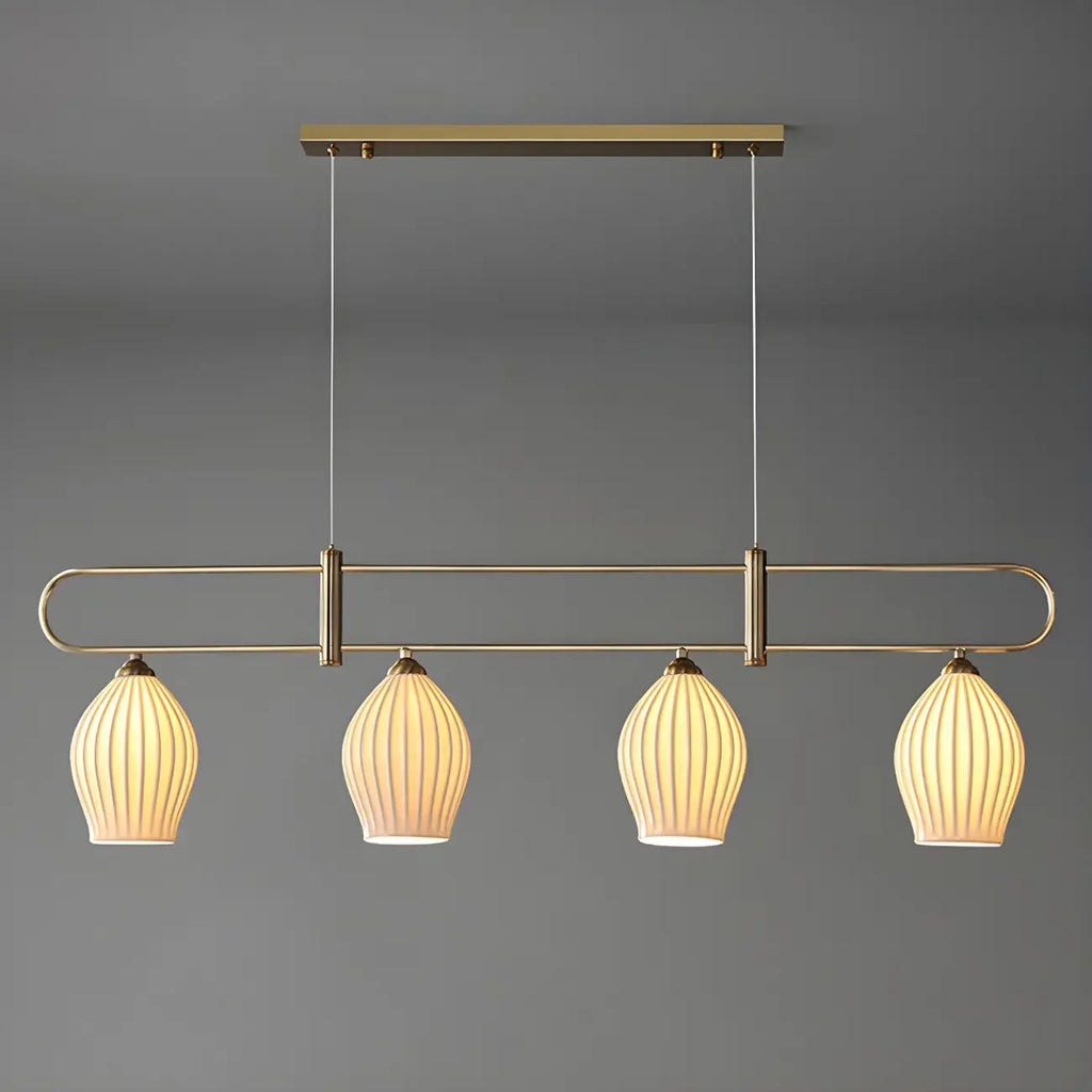 Suspension îlot moderne et simple en céramique à plusieurs lumières