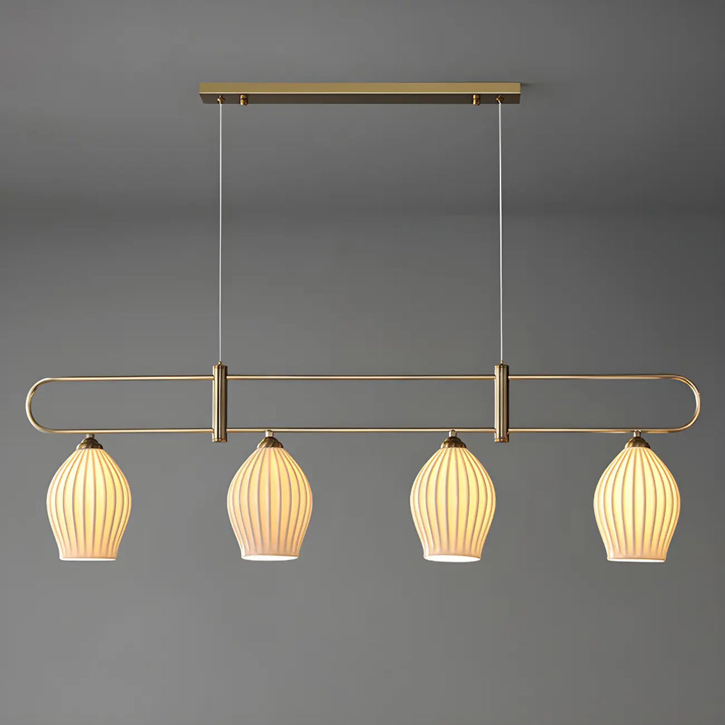 Suspension îlot moderne et simple en céramique à plusieurs lumières