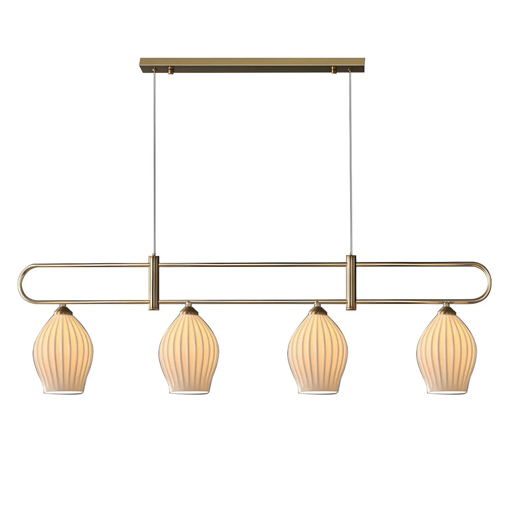 Suspension îlot moderne et simple en céramique à plusieurs lumières