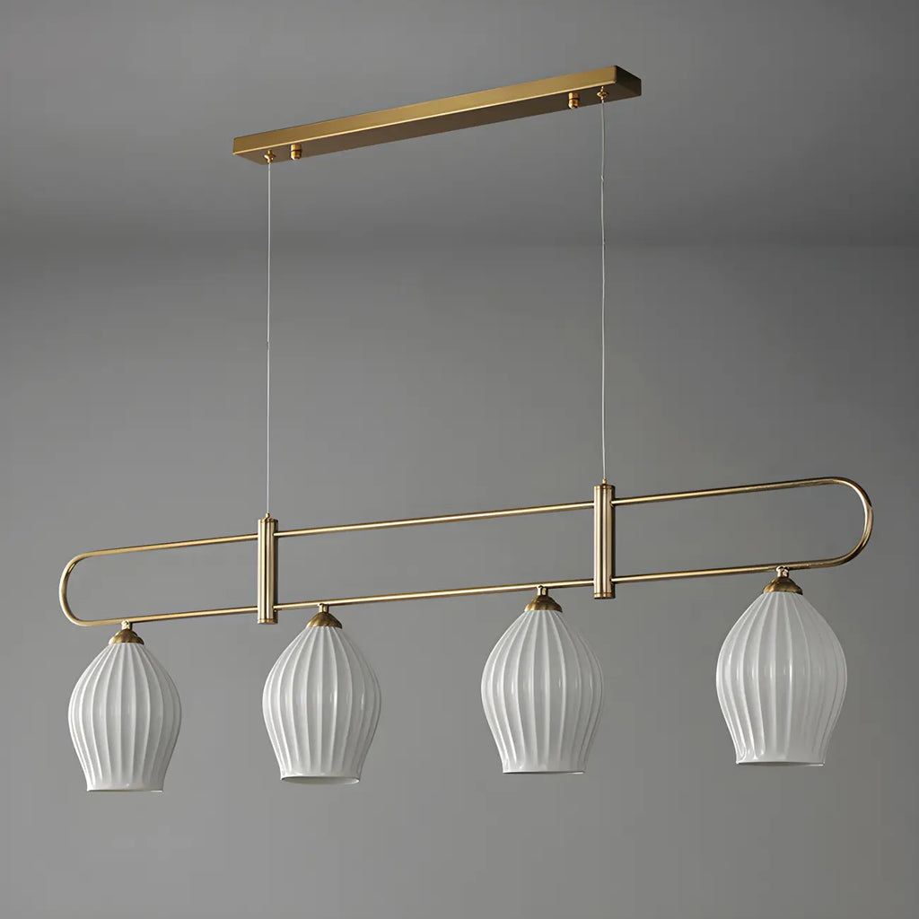 Suspension îlot moderne et simple en céramique à plusieurs lumières