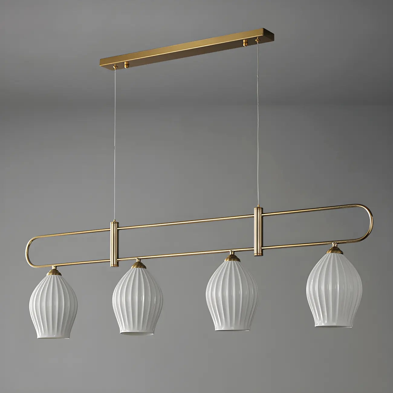 Suspension îlot moderne et simple en céramique à plusieurs lumières